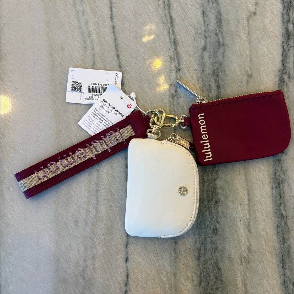 Lululemon Bone and Burgundy Dual Pouch Wristlet - Picture 3 of 3